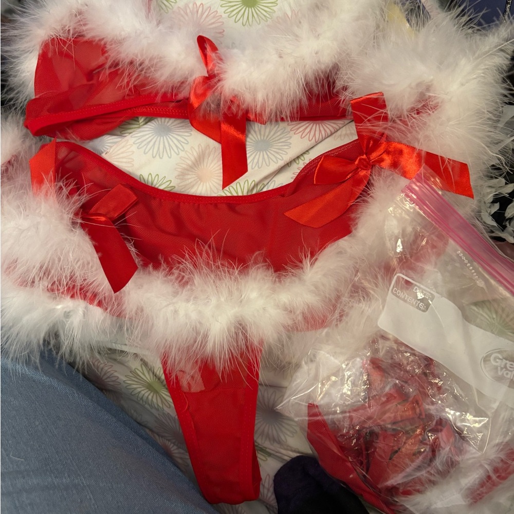 Elegant Red and White Women's Bra Set